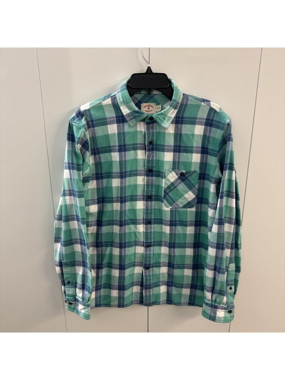 Brooks Brothers Size M Blue Green Plaid Red Fleece Flannel Button Up Shirt